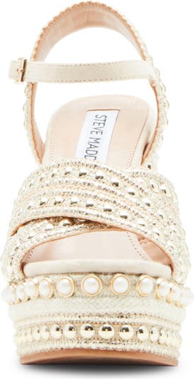 ★Steve Madden★ベスト商品★JUNIPER GOLD MULTI★サンダル Amazon.com | Steve Madden Women's Juniper Wedge Sandal, Gold