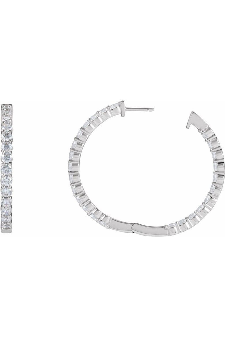4 CT Lab-Grown Diamond Hoop Earrings in 14K Gold, Alternate, color, White