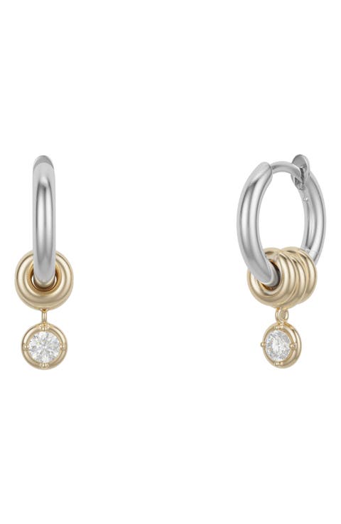 Zahra 18k Gold & Sterling Silver Diamond Drop Earrings