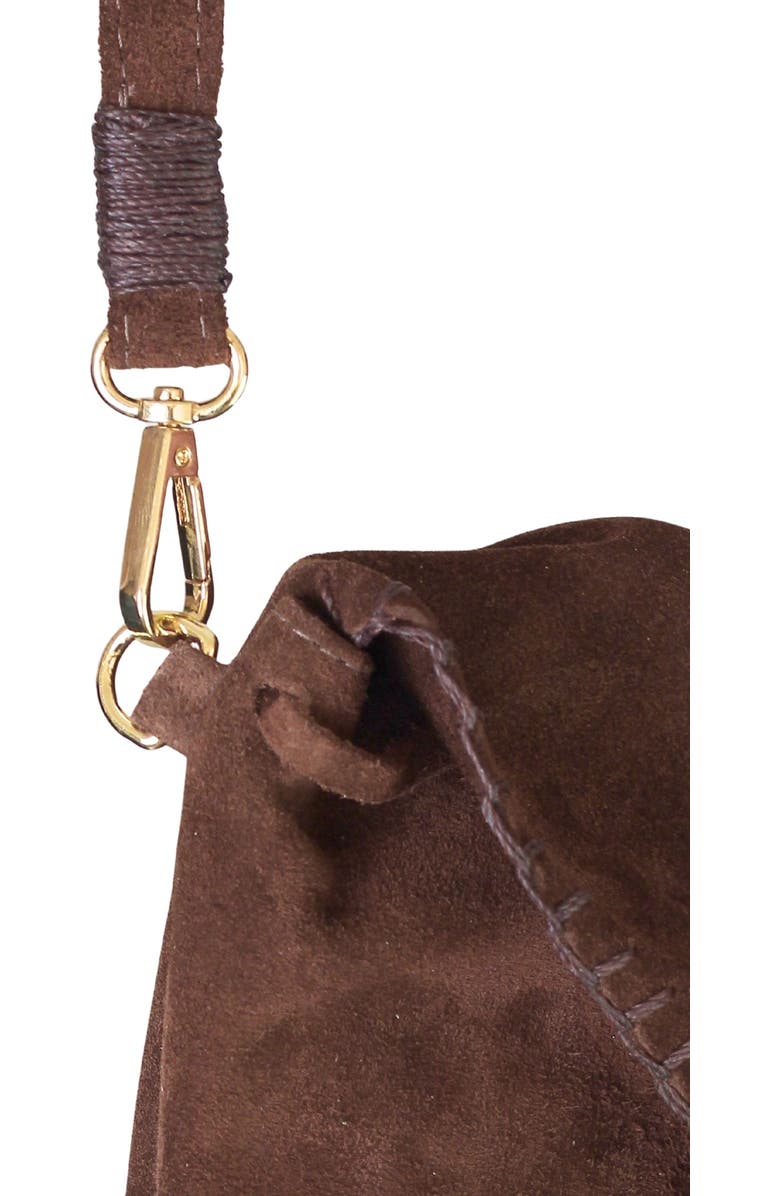 Carlos Falchi Full Size Fringe Suede Butterfly Crossbody Bag, Alternate, color, Cocoa