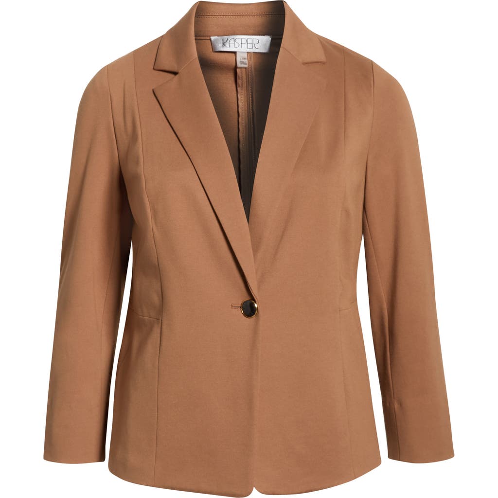 Kasper One-button Seamed Waist Blazer In Brown