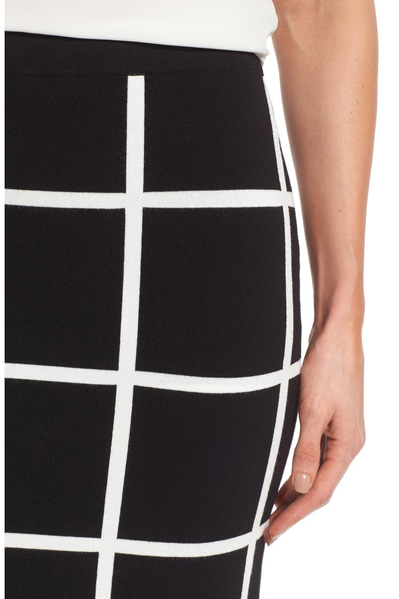 Windowpane Sweater Knit Skirt, Alternate, color, RICH BLACK