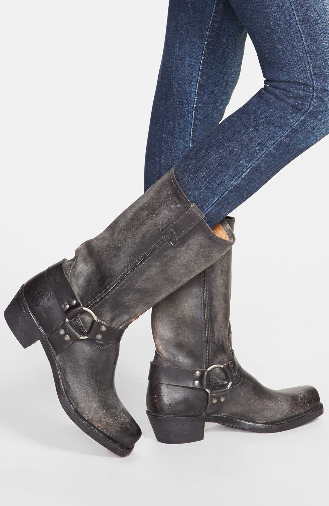 'Harness 12R' Leather Boot, Alternate, color, BLACK
