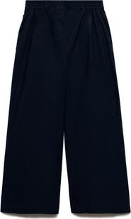 MANGO Ankle Wide Leg Cotton Pants