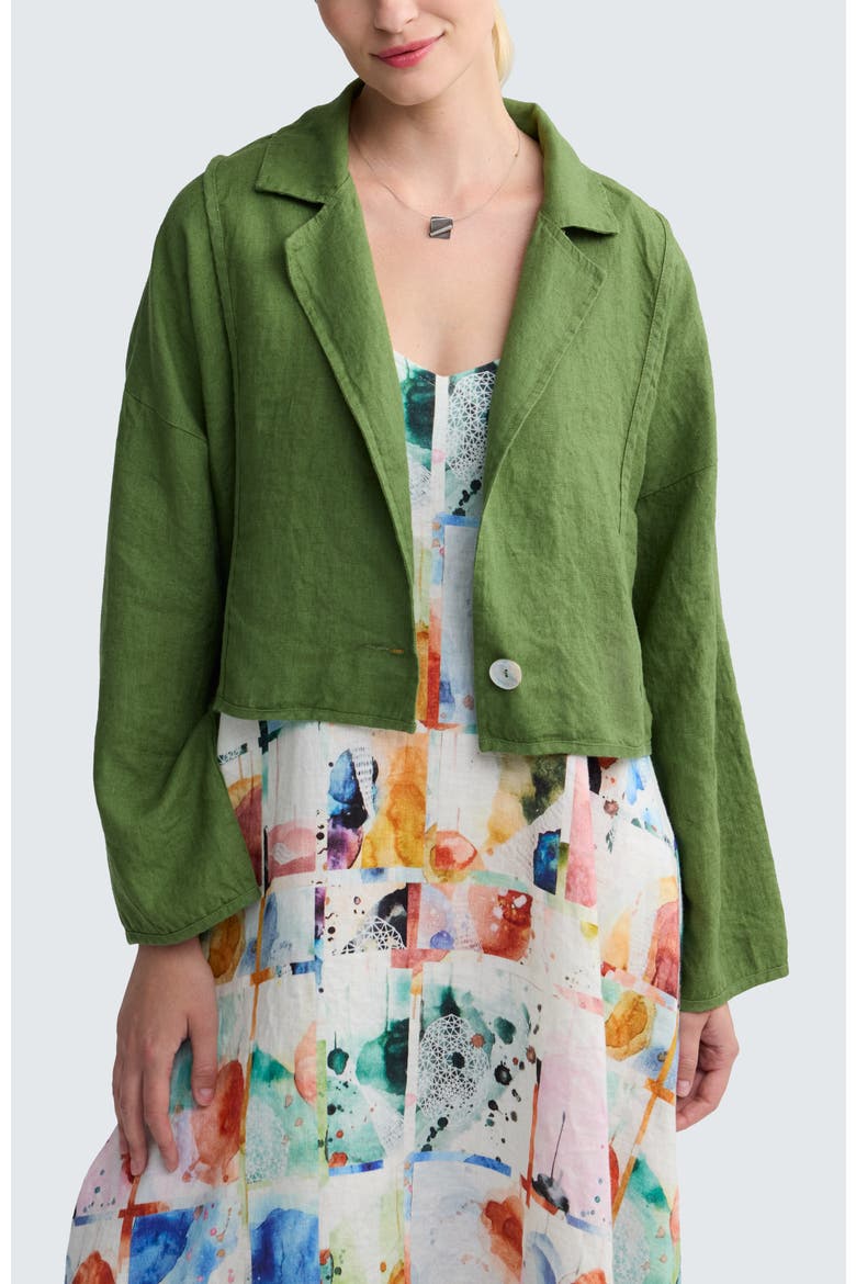 Laras Boxy Linen Short Jacket, Main, color, Apple Green