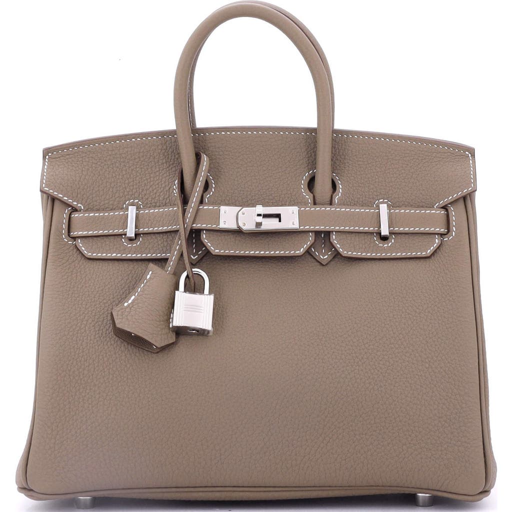 Pre-owned Hermes Hermes Birkin Handbag Grey Togo With Palladium Hardware 25 In Brown