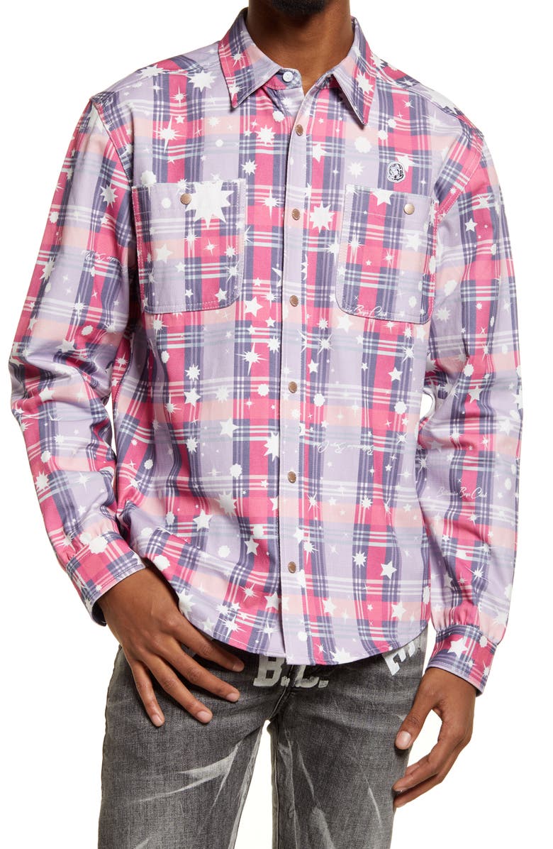 Billionaire Boys Club Men's BB Celestial Long Sleeve Cotton Button-Up Shirt, Main, color, 
