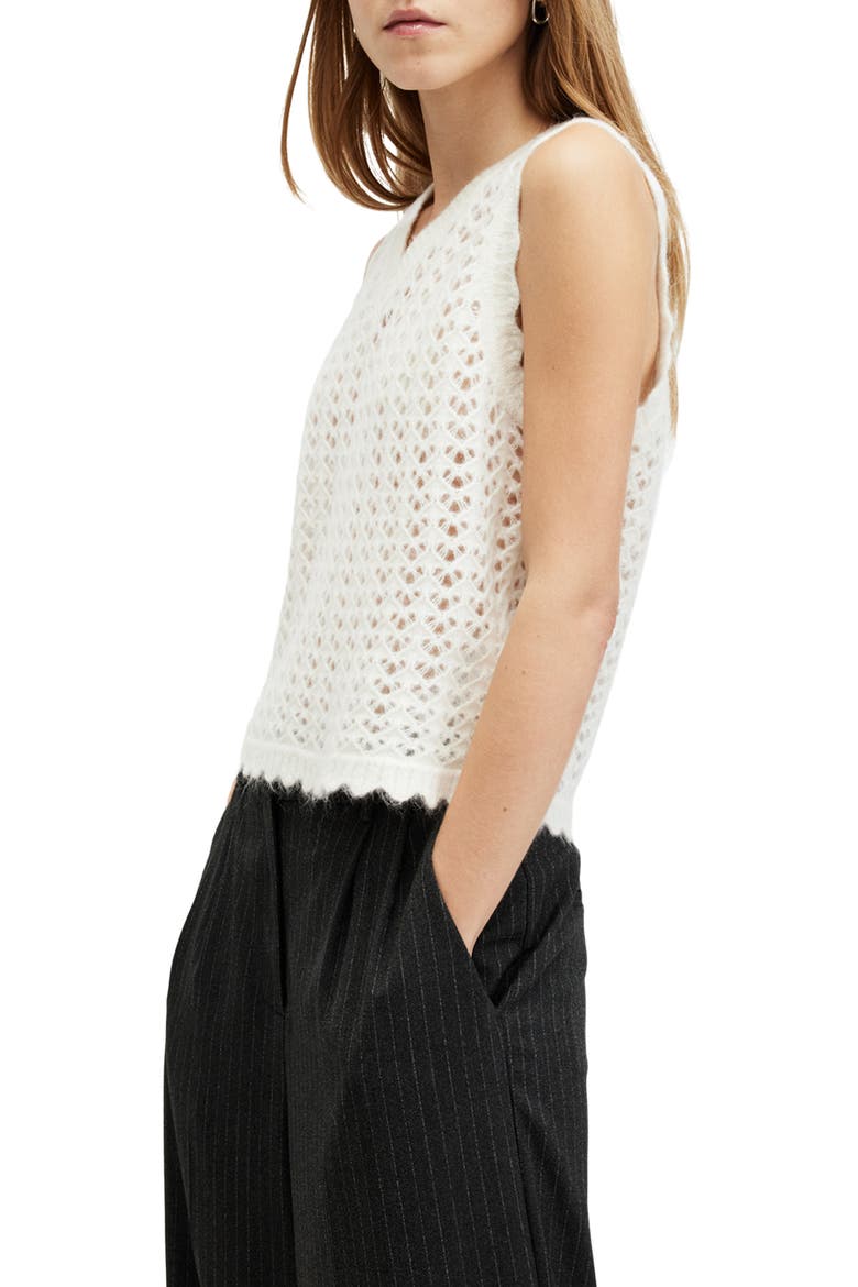 Vivian Openwork Sweater Vest, Alternate, color, CHALK WHITE