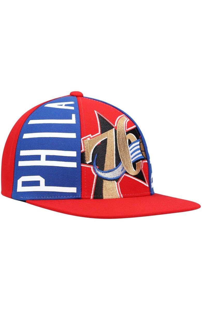 Mitchell & Ness Men's Mitchell & Ness Red Philadelphia 76ers Hardwood Classics Big Face Callout Snapback Hat, Alternate, color, Red