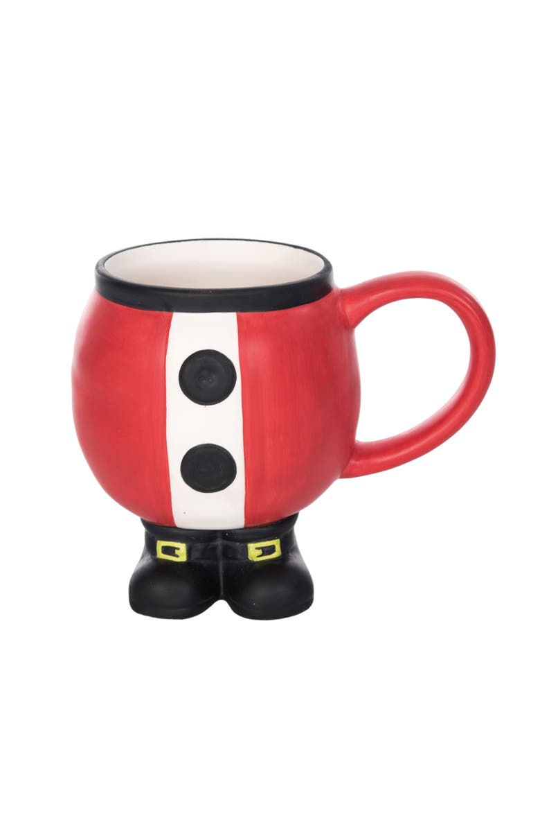 Transpac Ceramic Santa Mug with Feet Red Christmas Drinkware for Gifts, Main, color, Red