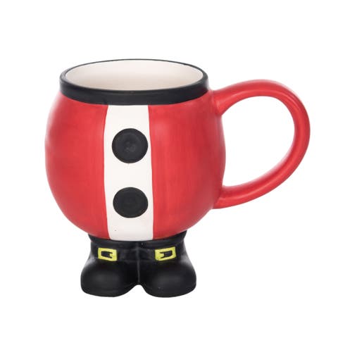 Ceramic Santa Mug with Feet Red Christmas Drinkware for Gifts