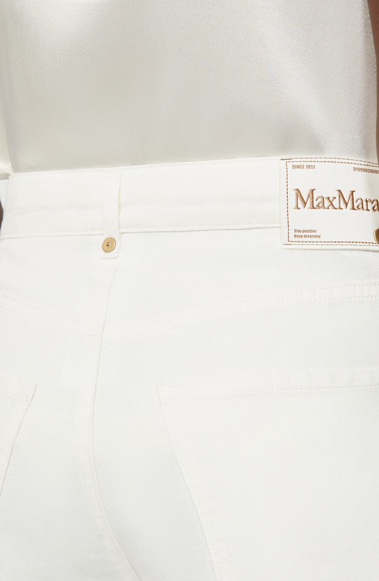 Max Mara Cotton & Linen Drill Twill Straight Leg Trousers, Alternate, color, White
