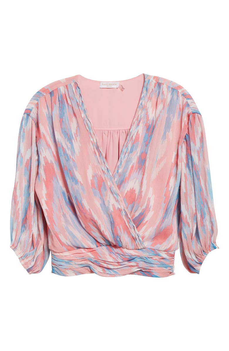 Ramy Brook Blaire Print Wrap Top, Alternate, color, Vintage Pink Tulip Combo