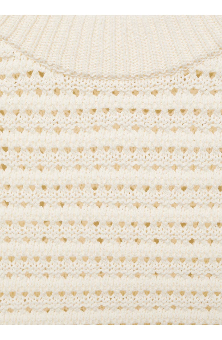 MANGO Stripe Trim Open Stitch Short Sleeve Sweater, Alternate, color,
