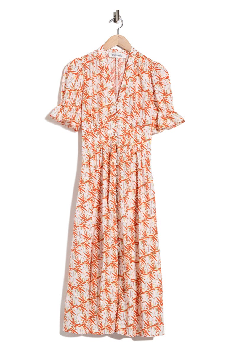 Erica Stretch Cotton Dress, Alternate, color, PALM GEO ORANGE