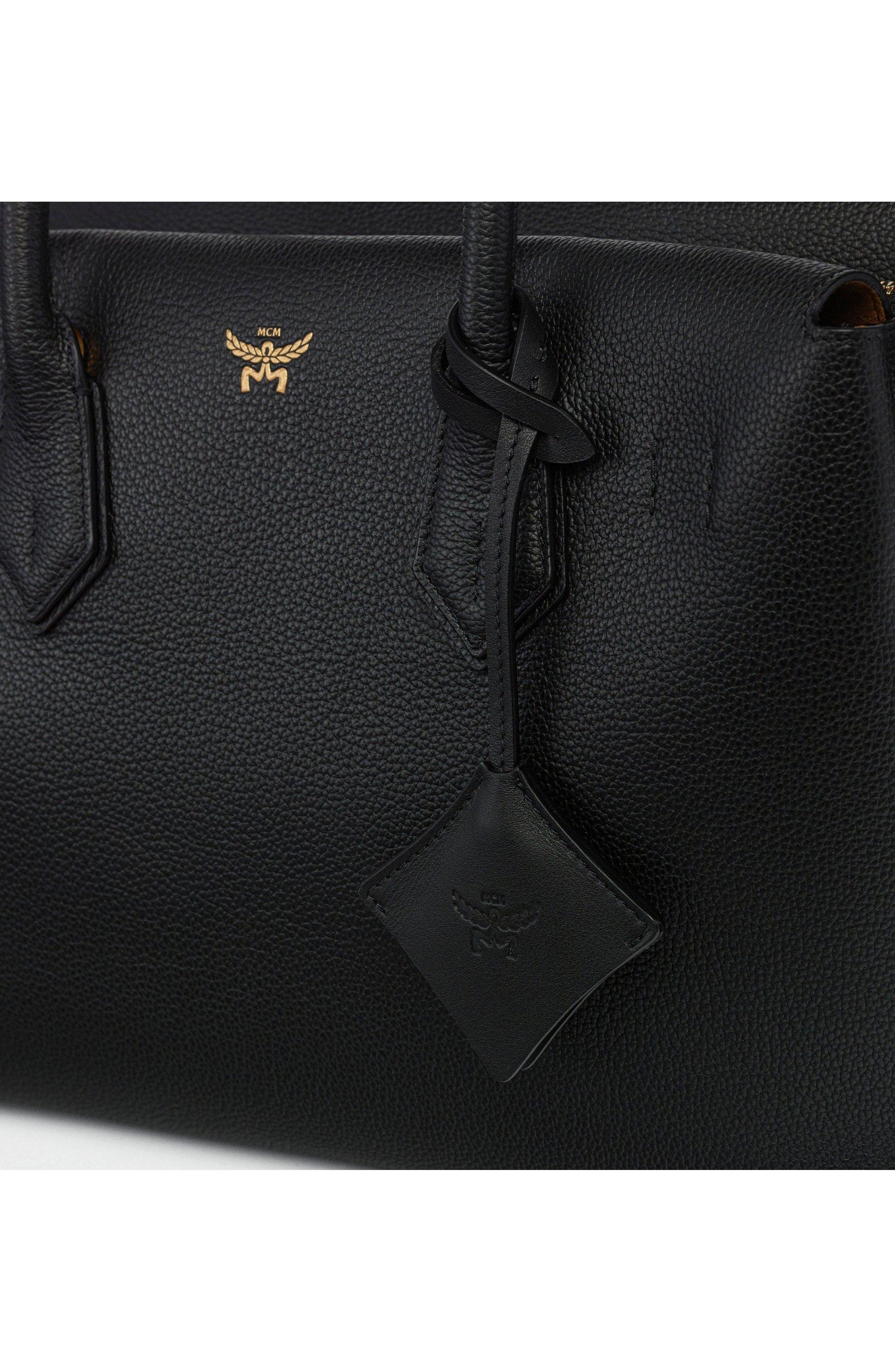 MCM Medium Milla Tote in Spanish Embossed Leather, Alternate, color, Black