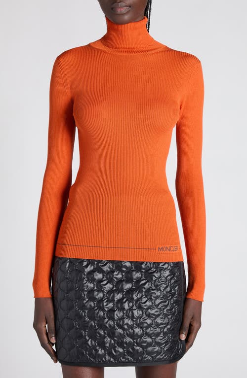 Moncler Virgin Wool Turtleneck Sweater In Orange