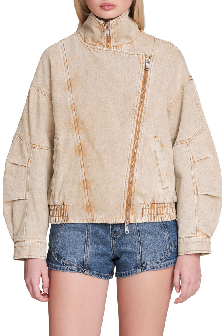 Denim Bomber Jacket, Main, color, WASHED KHAKI