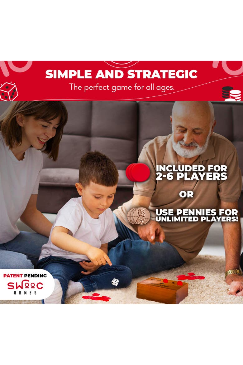 Coin Drop | Simple + Strategic Dice Game, Alternate, color, Brown