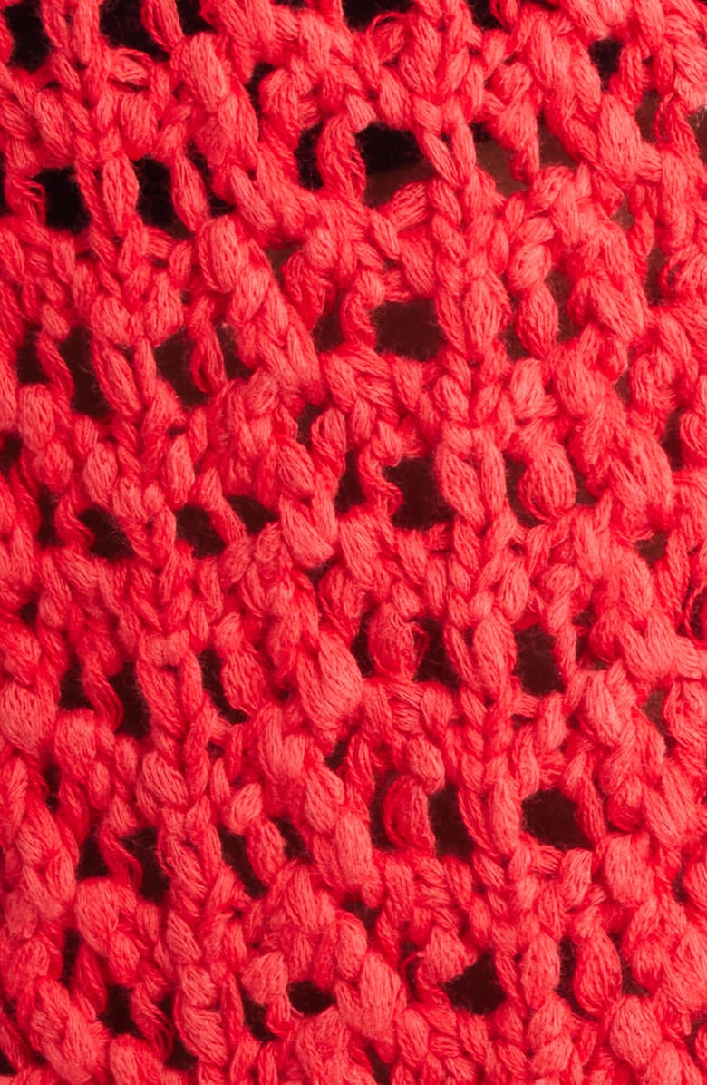 Topshop Open Stitch Cotton Sweater Tank, Alternate, color, Red