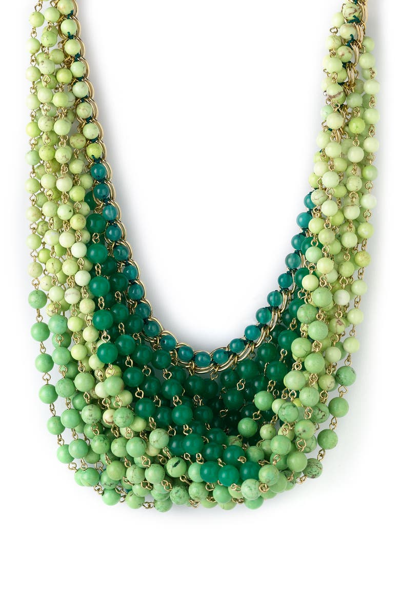 Ombré Bib Necklace, Main, color, GREEN