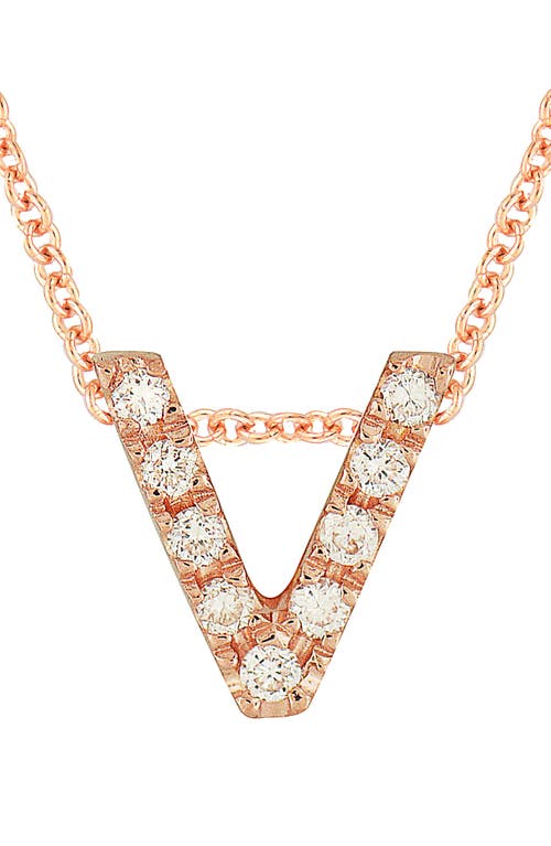 Bony Levy Diamond Pavé Initial Pendant Necklace In 18k Rose Gold - V