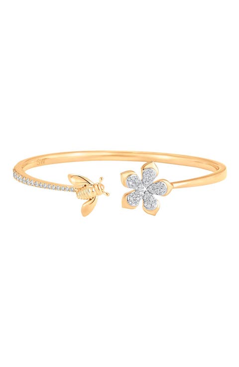 Queen Bee Flower Cuff Bracelet
