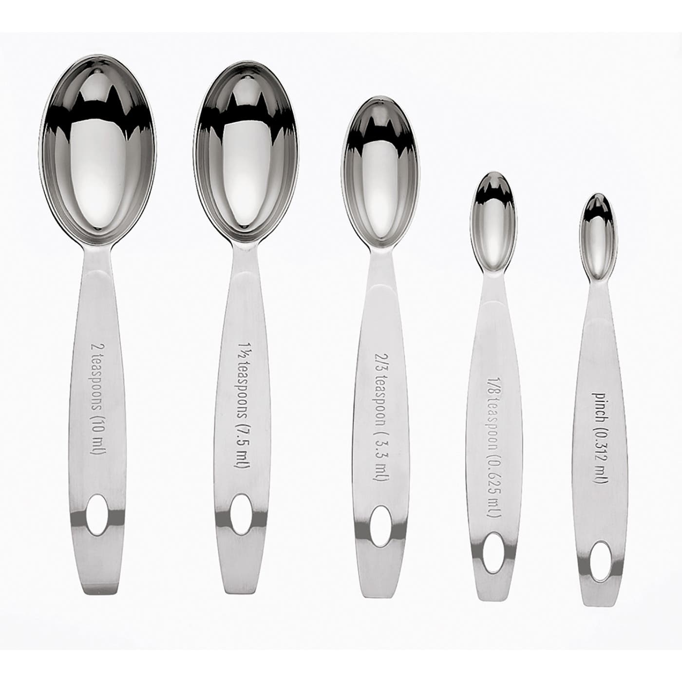 CUISIPRO Stainless Steel Odd Size Measuring Spoons, 5 Piece Set in Silver 
