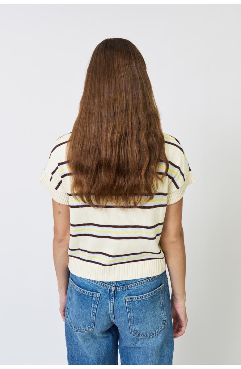 Central Park West Chloe Stripe Oxford Collar Tee, Alternate, color, Blue Stripe