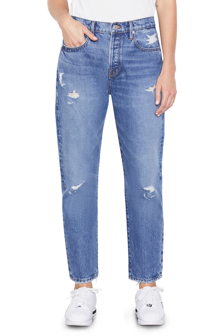 Le Original Ripped High Waist Crop Jeans, Main, color, PATINA