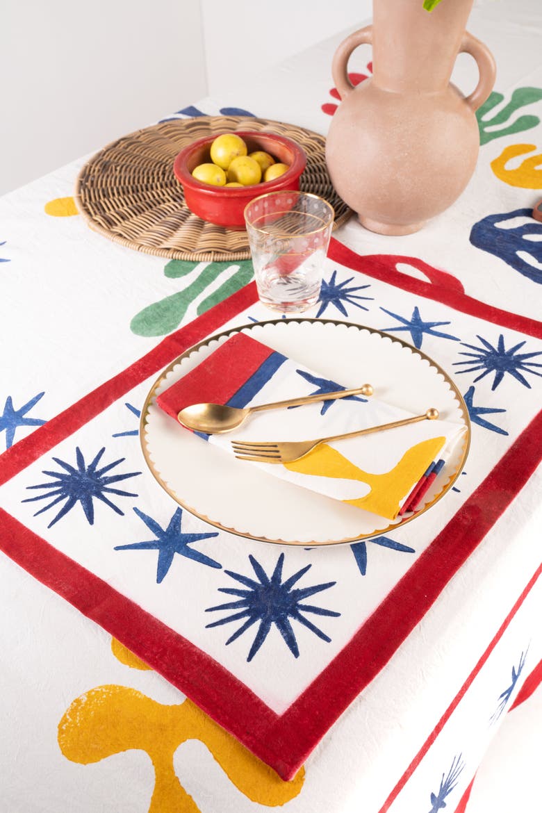 Celestial Matisse Blockprint Napkins - Set of 4, Alternate, color, Natural