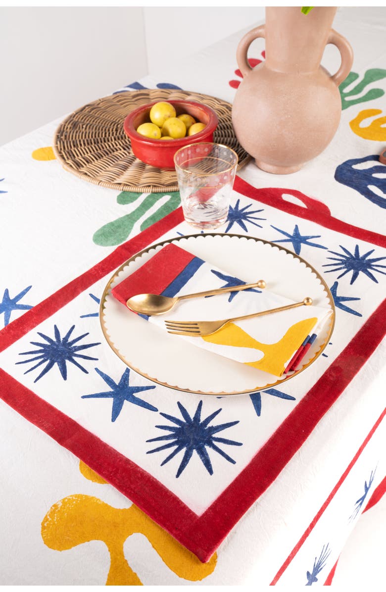 Inner Child Celestial Matisse Blockprint Napkins - Set of 4, Alternate, color, Natural