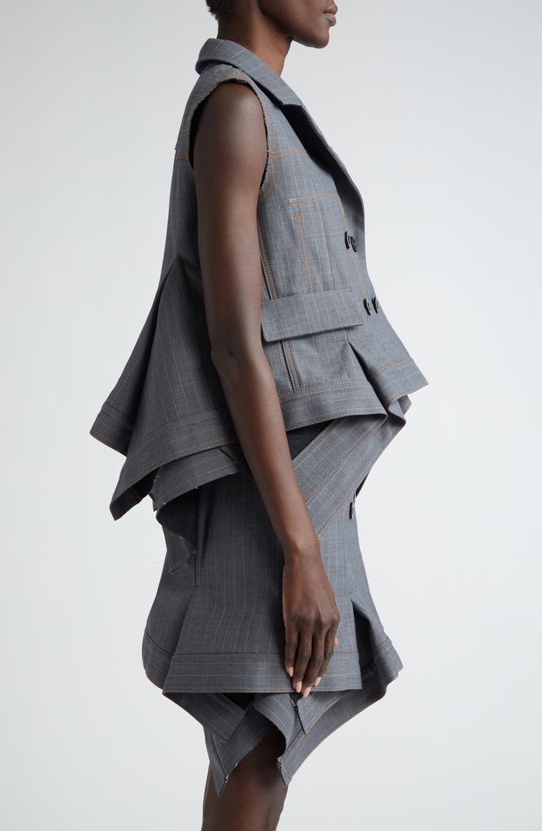 Sacai Pinstripe Double Breasted Vest, Alternate, color, 