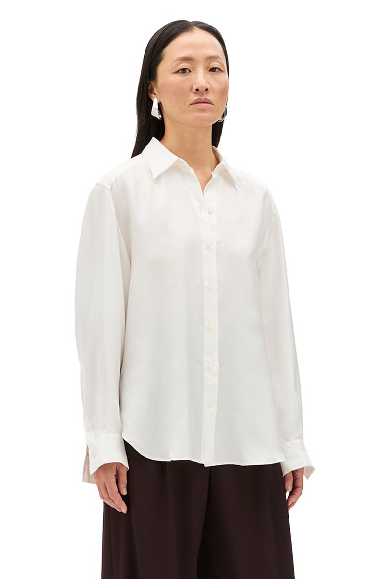 Silk Pleat Back Shirt, Main, color, Off White