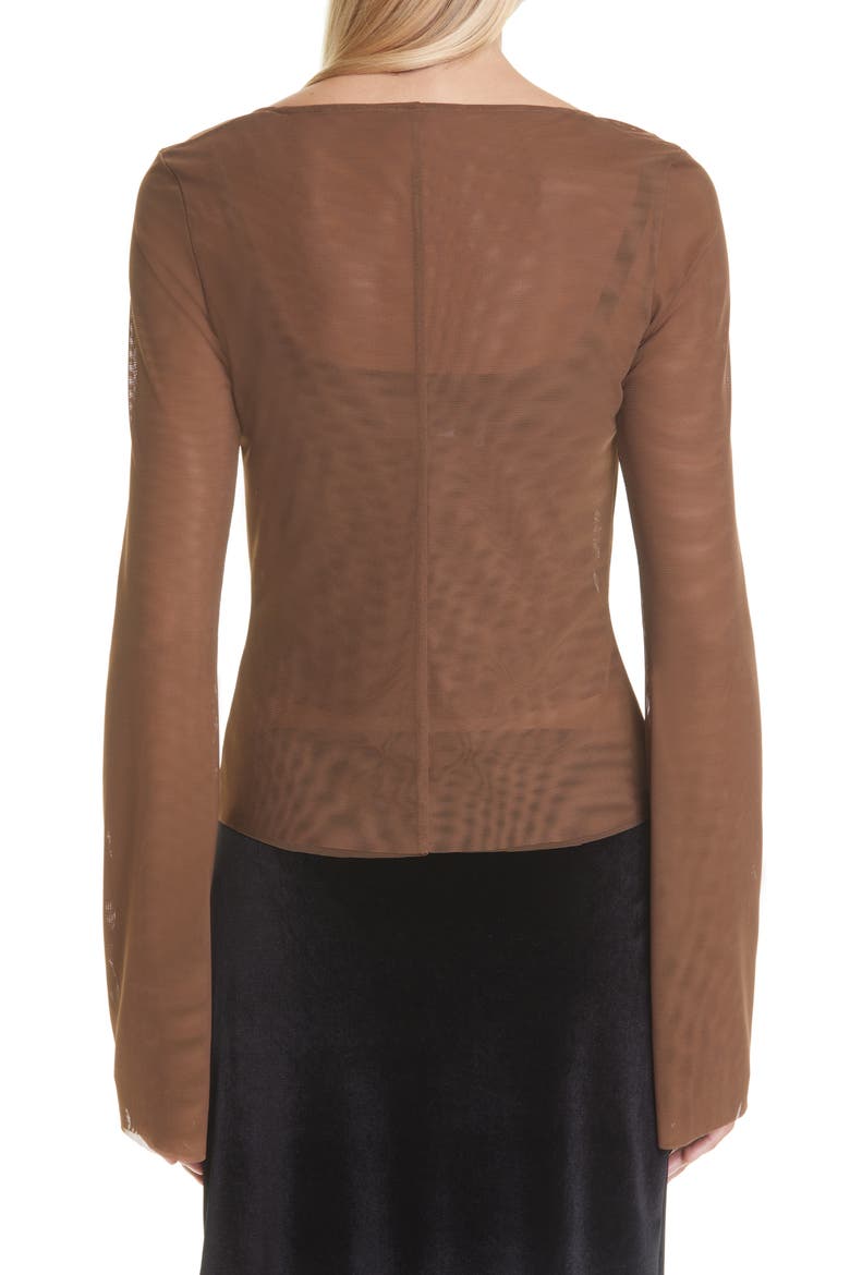 Mesh Cardigan, Alternate, color, BROWN