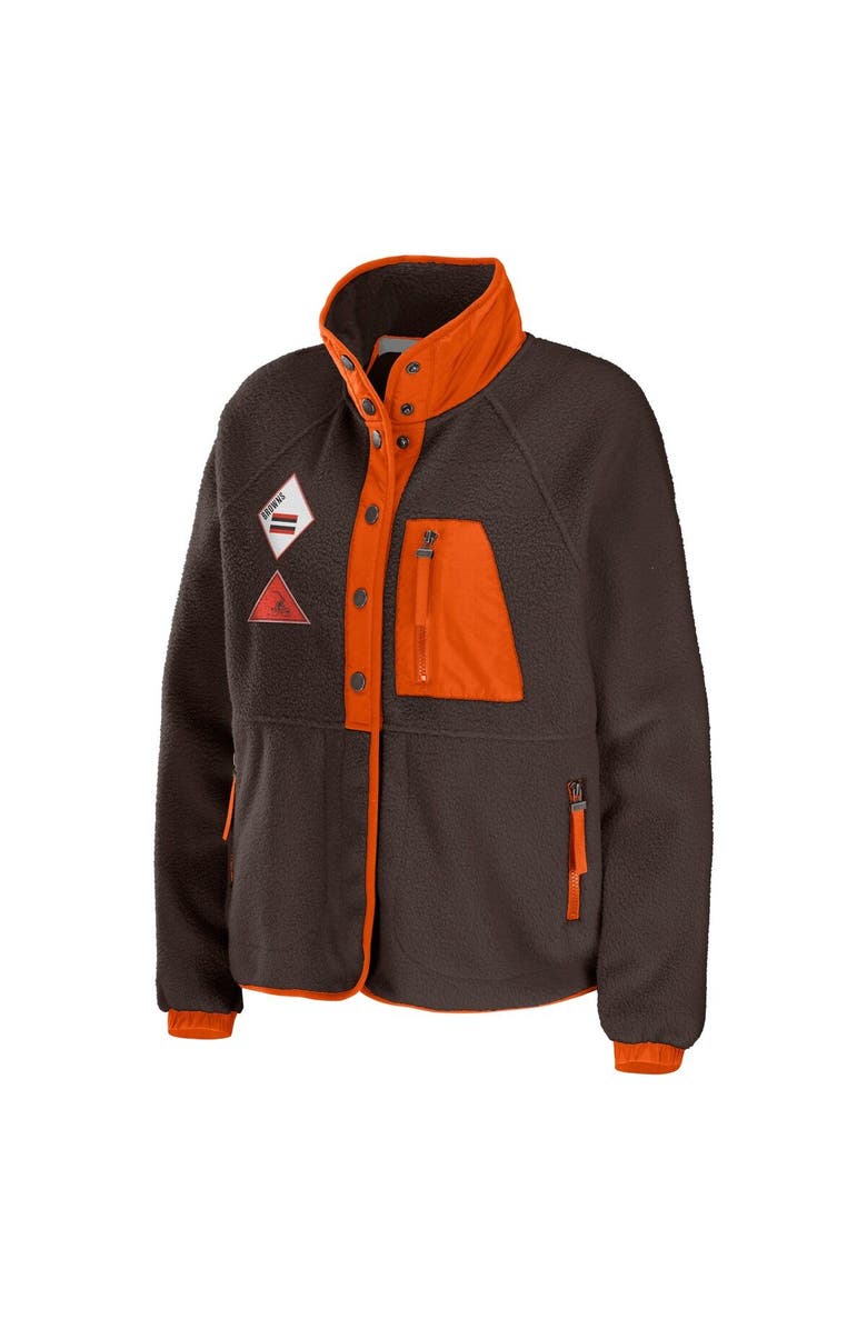 WEAR by Erin Andrews Women's WEAR by Erin Andrews Brown Cleveland Browns Polar Fleece Raglan Full-Snap Jacket, Alternate, color, Brown