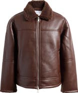 Topman Faux Shearling & Faux Leather Bomber Jacket