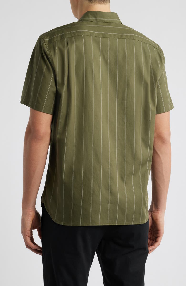 Vince Soft Stripe Short Sleeve Button-Up Shirt, Alternate, color, Dk Artichoke Combo