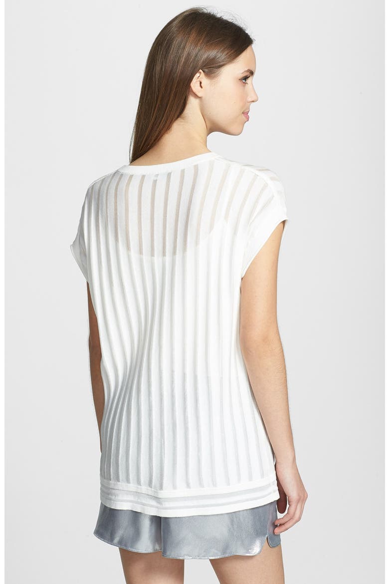 Sheer Stripe Sweater, Alternate, color, NEW IVORY