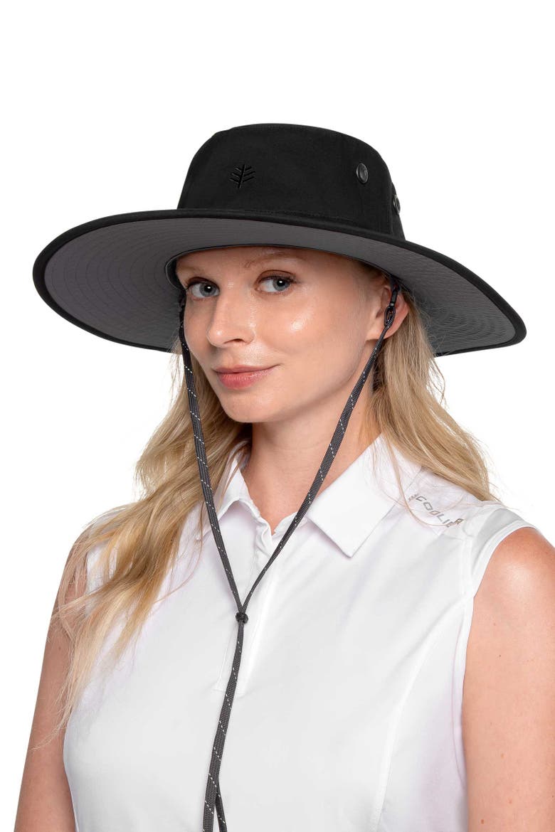 Leo Wide Brim Hiking Hat, UPF 50+ Sun Protection, Main, color, Black