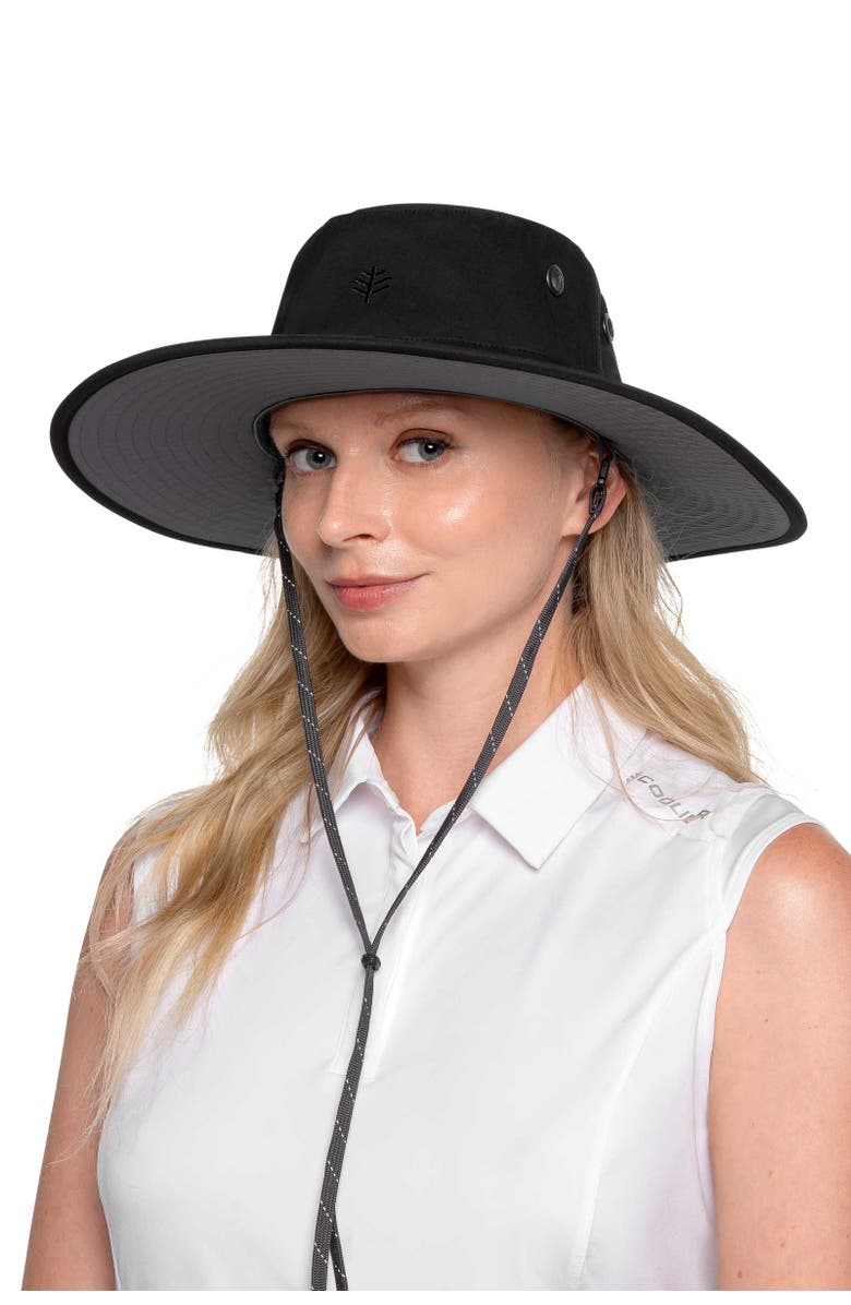 Coolibar Wide Brim Hiking Hat - UPF 50+ Sun Protection - Leo, Alternate, color, Black