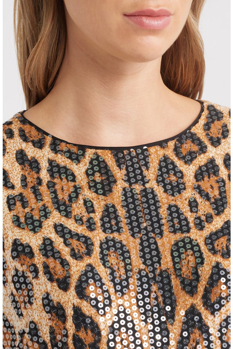 Leopard Sequin Sleeveless Shift Dress, Alternate, color, BLURRED FLOATING FLORA