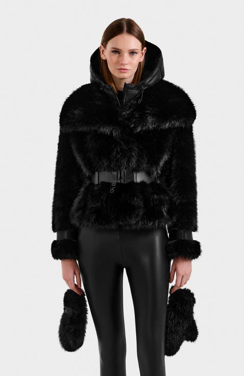 Chloe Faux Fur Jacket with Puffer Hood