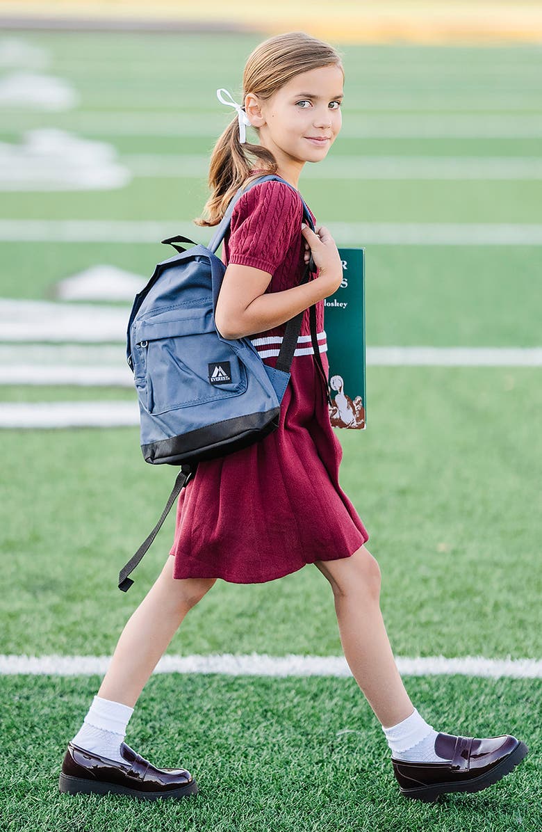 Hope & Henry Kids' Organic Short Sleeve Cricket Sweater Dress, Alternate, color, Dark Red Cable