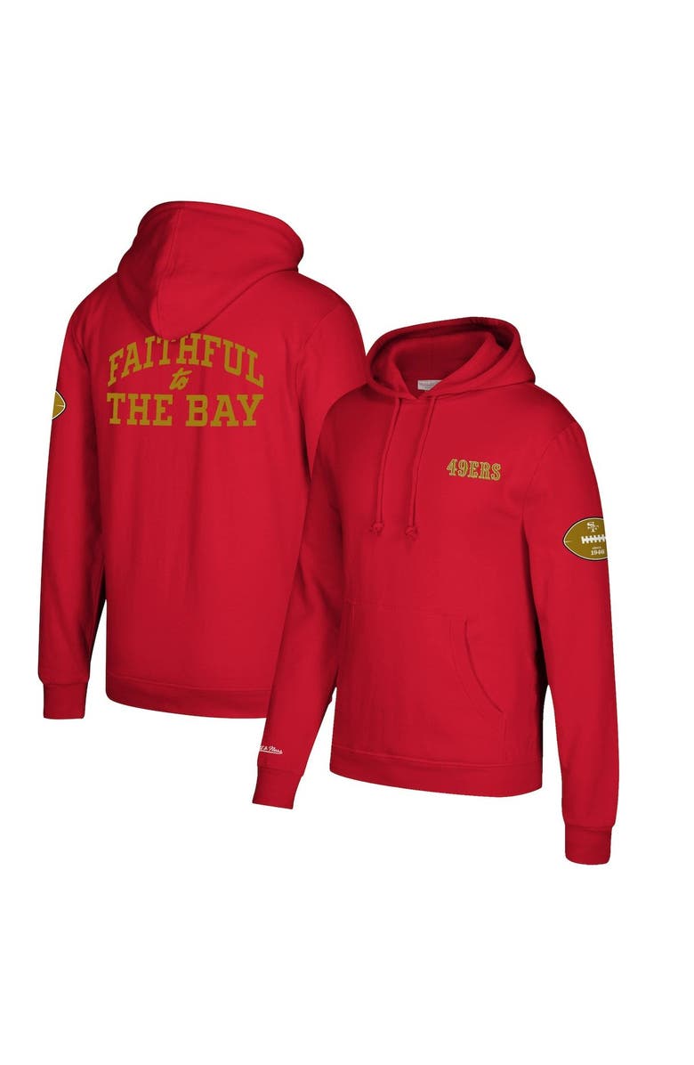 Mitchell & Ness Men's Mitchell & Ness Scarlet San Francisco 49ers Faithful To The Bay Pullover Hoodie, Alternate, color, 