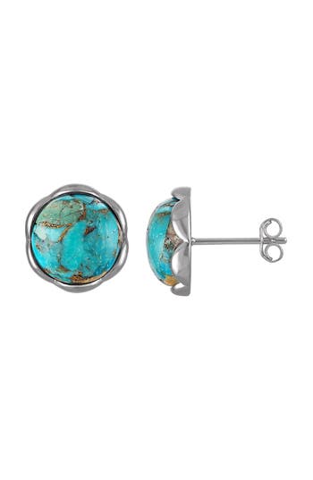 Fzn Composite Turquoise Stud Earrings In White