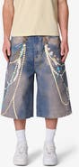 mnml Ultra Baggy Chain Printed Denim Shorts