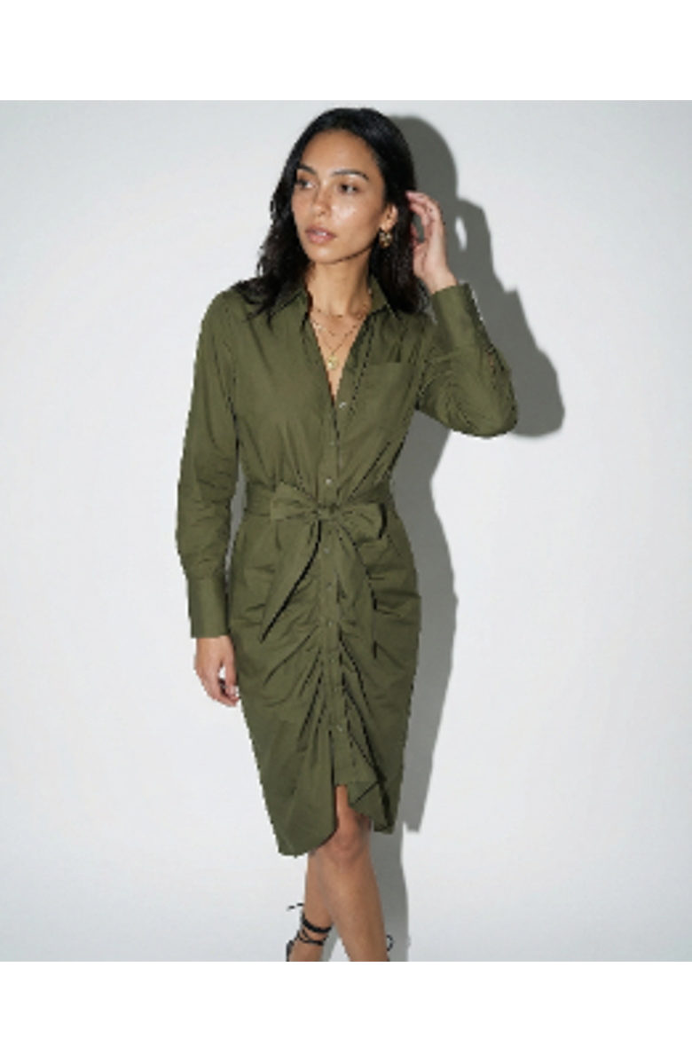 The Shirt by Rochelle Behrens The Wrap Front Dress, Alternate, color, Olive