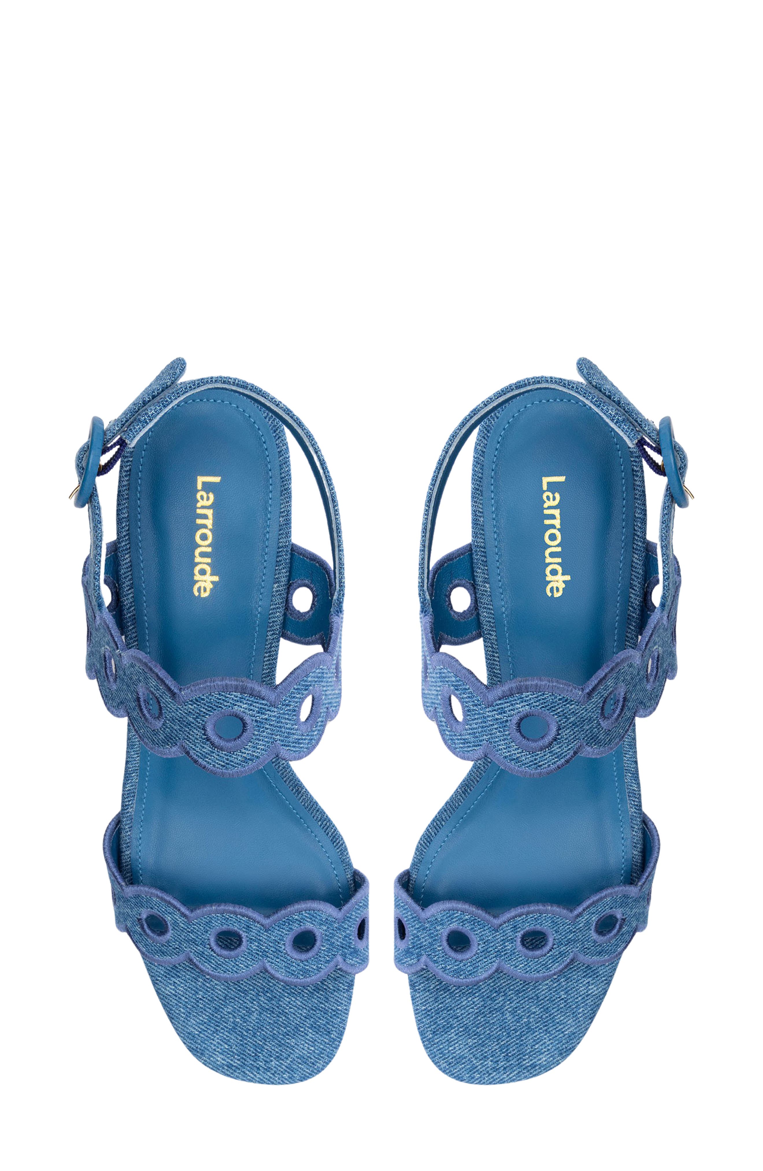 Larroudé Florence Broderie Ankle Strap Sandal, Alternate, color, 