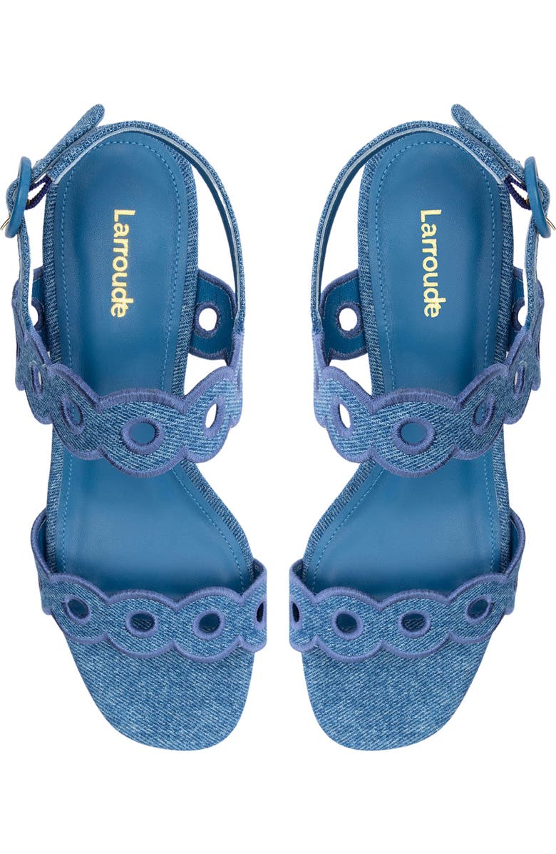 Larroudé Florence Broderie Ankle Strap Sandal, Alternate, color,